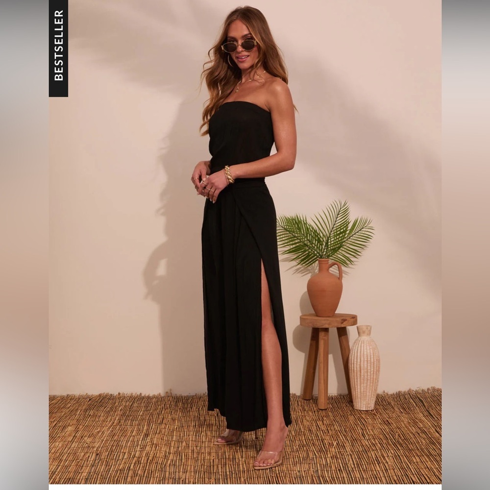 Vici Off Shoulder Strapless Wide Leg Jumpsuit Size L NWT - Picture 3 of 15